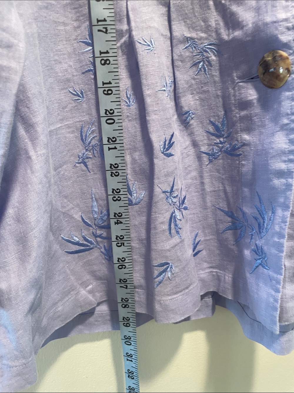 Kleen Light Blue Embroidered Hooded Linen Trench Coat Shell Button Down - Picture 4 of 11